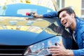 Young businessman bought new car Royalty Free Stock Photo