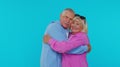 Happy cheerful senior couple man woman grandparents smiling hugging enjoying lifestyle together Royalty Free Stock Photo