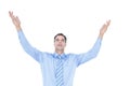 happy cheering businessman raising his arms Royalty Free Stock Photo