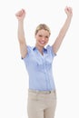Happy cheering woman Royalty Free Stock Photo
