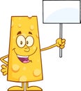 Happy Cheese Cartoon Character Holding A Blank Sign