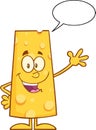 Happy Cheese Cartoon Character Waving