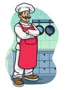 Happy chef crossed arm posing iin the kitchen Royalty Free Stock Photo