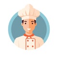 Happy Chef Illustration in Traditional Uniform and Toque Blanche Hat Royalty Free Stock Photo