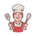 Happy chef logo. Cooking, restaurant, food symbol