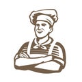 Happy chef logo. Restaurant, cooking, cuisine symbol