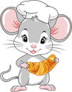 Happy chef mouse with a croissant Royalty Free Stock Photo