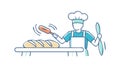Happy Chef Presenting Fresh Baked Bread, vector design Generative AI Royalty Free Stock Photo