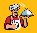 Happy chef. Restaurant, cooking, cuisine vector illustration