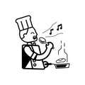 Chef singing with hand hold ladle illustration Royalty Free Stock Photo