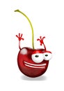 Happy cherry cartoon character laughing joyfully