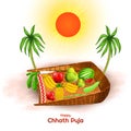 Happy chhath puja religious sun worship indian festival card background Royalty Free Stock Photo