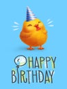 Happy chick celebrates birthday.