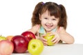 Happy child with apples - sources of vitamins
