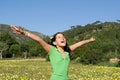 Happy child arms raised with joy Royalty Free Stock Photo