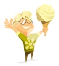 Happy child boy eat ice cream sunny day vector character Royalty Free Stock Photo