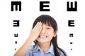 Happy child with eyesight concept