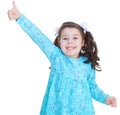 Happy child girl with hands thumbs up Royalty Free Stock Photo