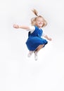 Happy child is jumping high isolated Royalty Free Stock Photo