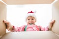 Surprised child unpack Christmas gift box Royalty Free Stock Photo