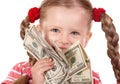 Happy child with money dollar. Royalty Free Stock Photo