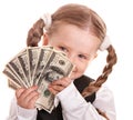 Happy child with money dollar. Royalty Free Stock Photo