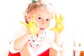 Happy Child With Painted Hands