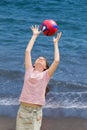 Happy child play beach Royalty Free Stock Photo