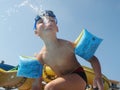 Happy child play on pool Royalty Free Stock Photo