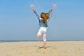 Happy Child playing on the beach Royalty Free Stock Photo