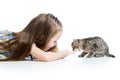 Happy child playing with kitten Royalty Free Stock Photo