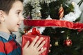 Happy child receive the gift of Christmas Royalty Free Stock Photo