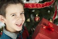 Happy child receive the gift of Christmas Royalty Free Stock Photo