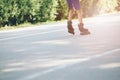 Happy child rollerblading on a sunny day Royalty Free Stock Photo