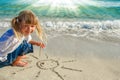 Happy child by the sea in the open air Royalty Free Stock Photo