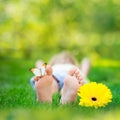 Happy child in spring park Royalty Free Stock Photo