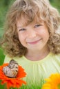 Happy child in spring park Royalty Free Stock Photo
