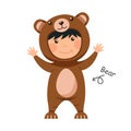 Happy child is wearing Bear animal costumes . Vector