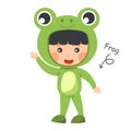 Happy child is wearing Frog animal costumes . Vector