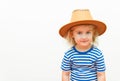 Happy child on a white background