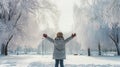 Happy child on a winter walk in nature