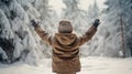 Happy child on a winter walk in nature