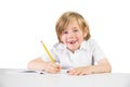 Happy child writing down homework Royalty Free Stock Photo
