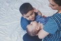 Happy childhood concept. Happy brothers portrait. 6 years and 6 months old boys having fun. Two little kids smiling having good Royalty Free Stock Photo