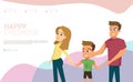 Happy Childhood in Full Family Vector Web Banner