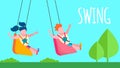 Happy Childhood Memories Flat Swing Text Banner Royalty Free Stock Photo