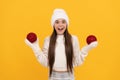 happy childhood. teen girl on xmas holiday. merry christmas. happy new year. Royalty Free Stock Photo