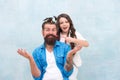 Happy childhood. Upbringing happy daughter. Family leisure concept. Girl dad hairdo. Daughter playing with hair Royalty Free Stock Photo