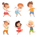 Happy childhood. Various funny dancing kids