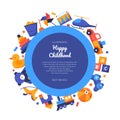 Happy childhood - vector flat design style banner